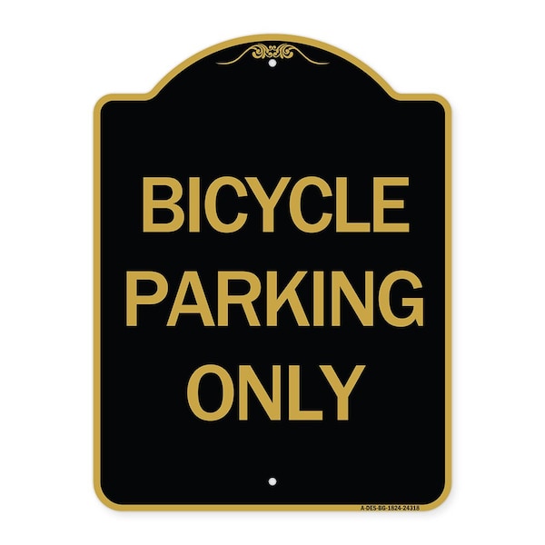Signmission Designer Series Sign-Bicycle Parking Only, Black & Gold Aluminum Sign, 18" x 24", BG-1824-24318 A-DES-BG-1824-24318 - main